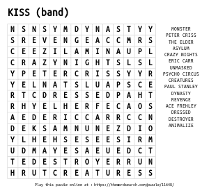 Word Search on KISS (band)