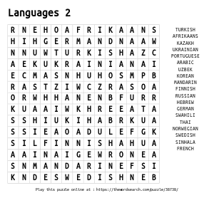 Word Search on Languages 2