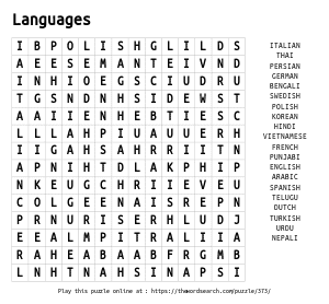 Word Search on Languages