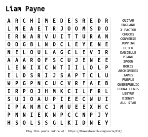 Word Search on Liam Payne