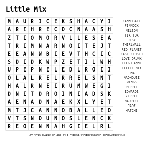 Word Search on Little Mix