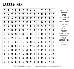 Word Search on Little Mix