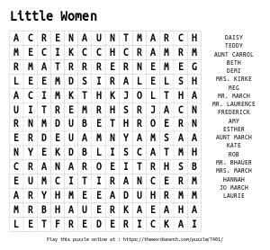 Word Search on Little Women