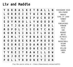 Word Search on Liv and Maddie