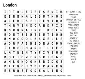 Word Search on London
