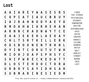 Word Search on Lost