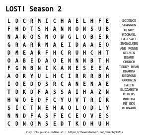 Word Search on LOST! Season 2