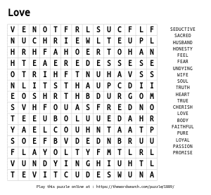 Word Search on Love