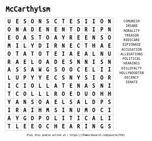 Word Search on McCarthyism