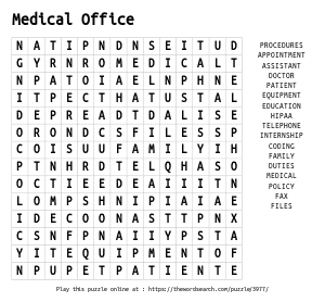 Word Search on Medical Office