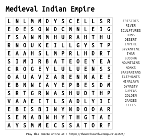 Word Search on Medieval Indian Empire