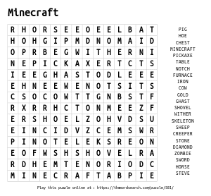 Word Search on Minecraft