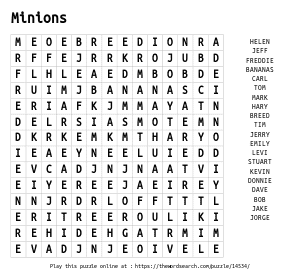Word Search on Minions