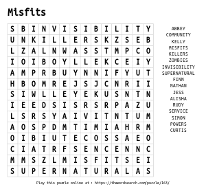 Word Search on Misfits