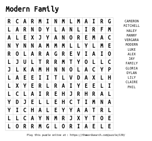 Word Search on Modern Family