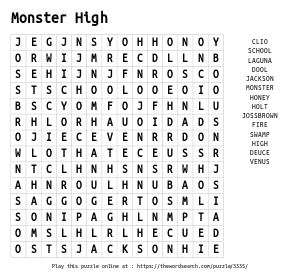 Word Search on Monster High