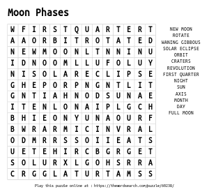 Word Search on Moon Phases