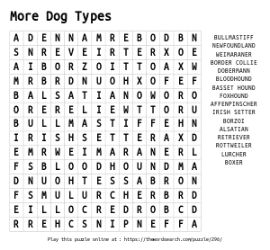 Word Search on More Dog Types