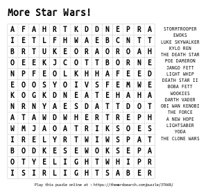 Word Search on More Star Wars!