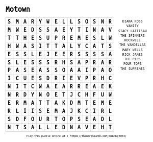 Word Search on Motown