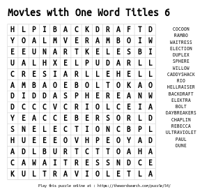 Word Search on Movies with One Word Titles 6