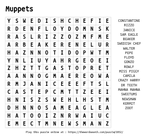 Word Search on Muppets