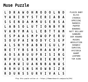 Word Search on Muse Puzzle