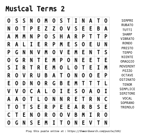 Word Search on Musical Terms 2