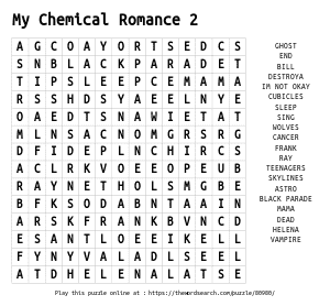 Word Search on My Chemical Romance 2