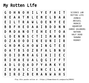 Word Search on My Rotten Life