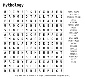 Word Search on Mythology