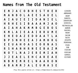 Word Search on Names from The Old Testament