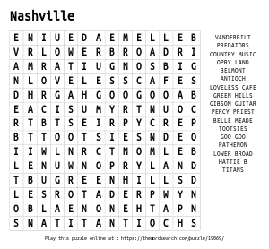 Word Search on Nashville