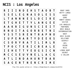 Word Search on NCIS : Los Angeles 