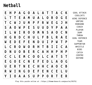 Word Search on Netball