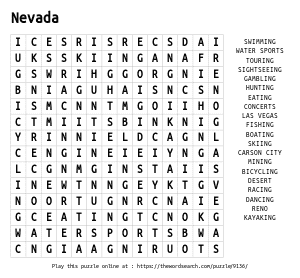 Word Search on Nevada