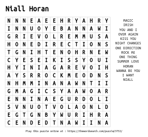 Word Search on Niall  Horan