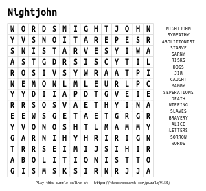 Word Search on Nightjohn