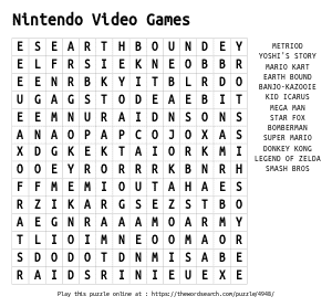 Word Search on Nintendo Video Games