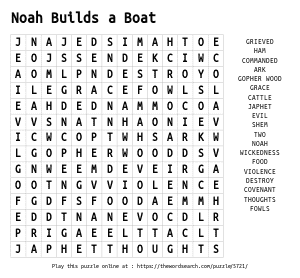 Word Search on Noah Builds a Boat