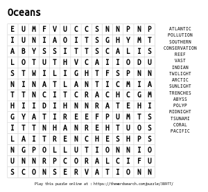 Word Search on Oceans