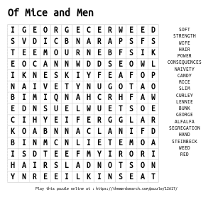 Word Search on Of Mice and Men