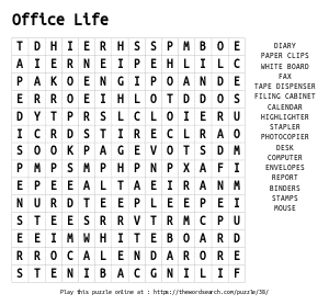 Word Search on Office Life