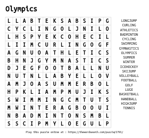 Word Search on Olympics