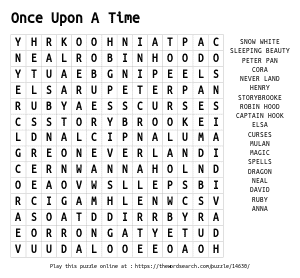 Word Search on Once Upon A Time