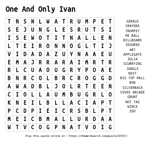 Word Search on One And Only Ivan