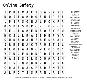 Word Search on Online Safety