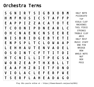 Word Search on Orchestra Terms