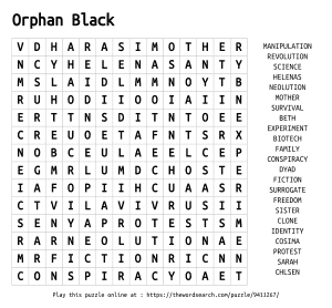 Word Search on Orphan Black