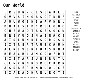 Word Search on Our World
